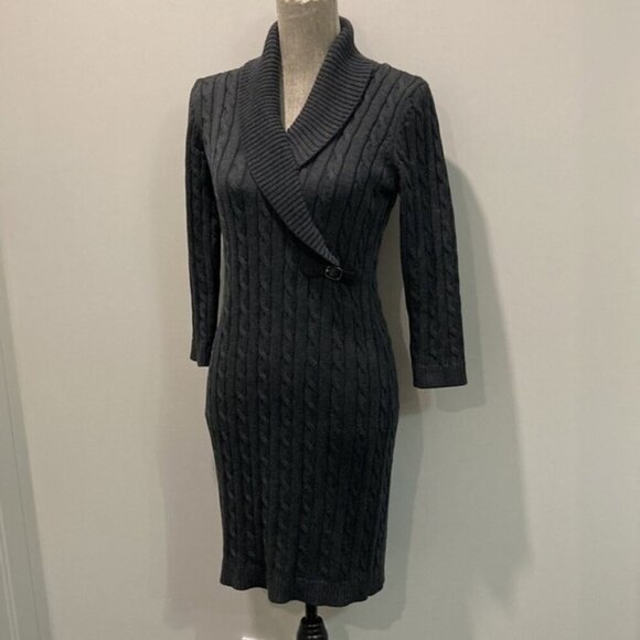 CALVIN Klein Grey Cable-knit Sweater Dress - Picture 5 of 14